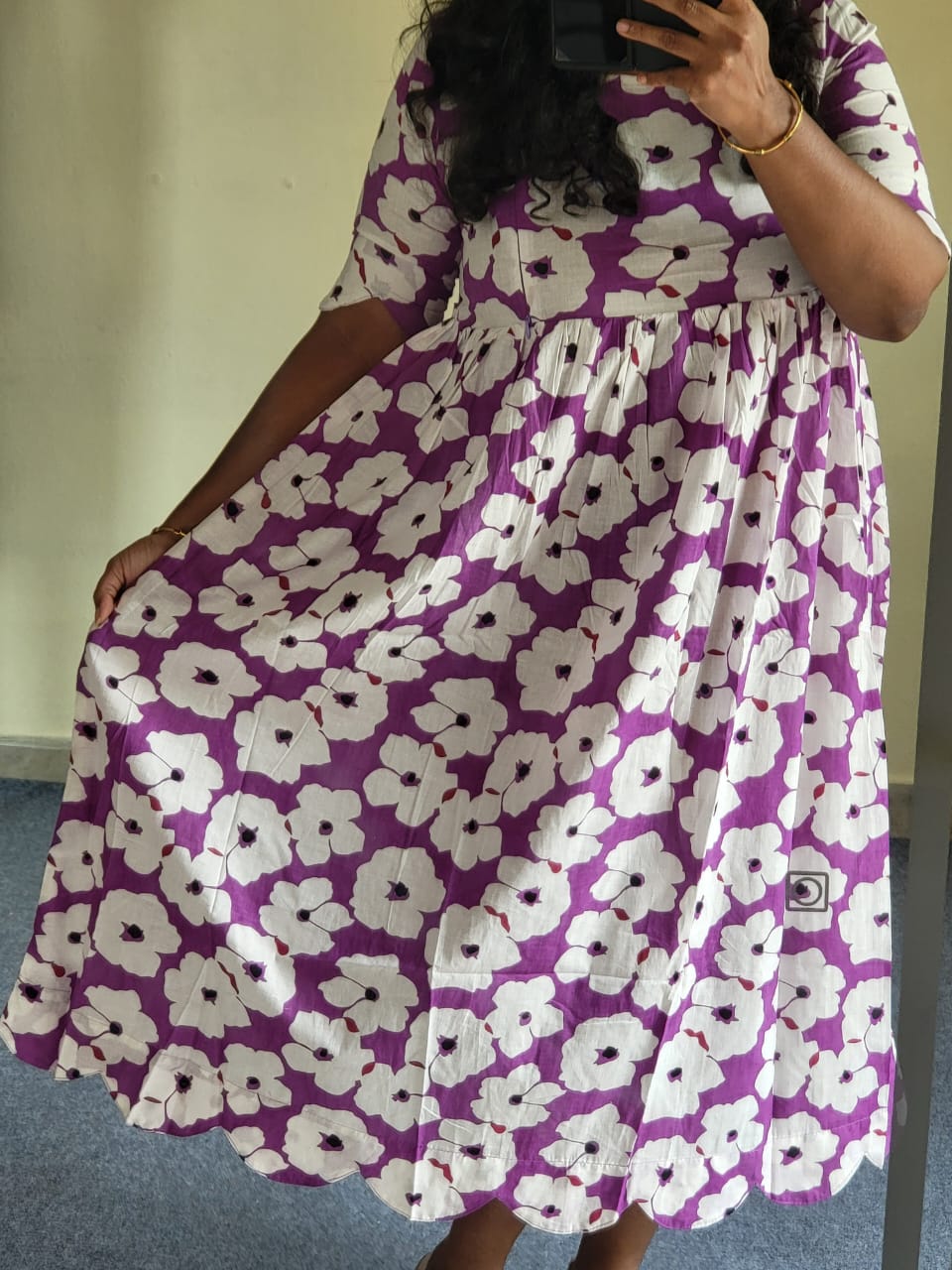 Cutwork flowers Purple feeding Anarkali