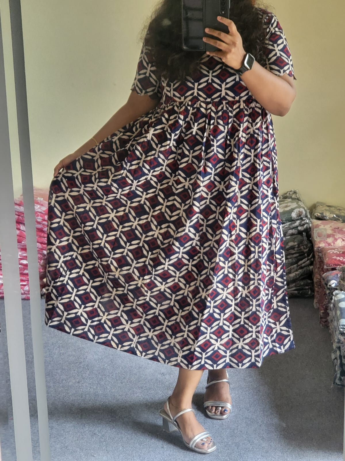 Original handblock Kalamkaari Blue feeding kurtis