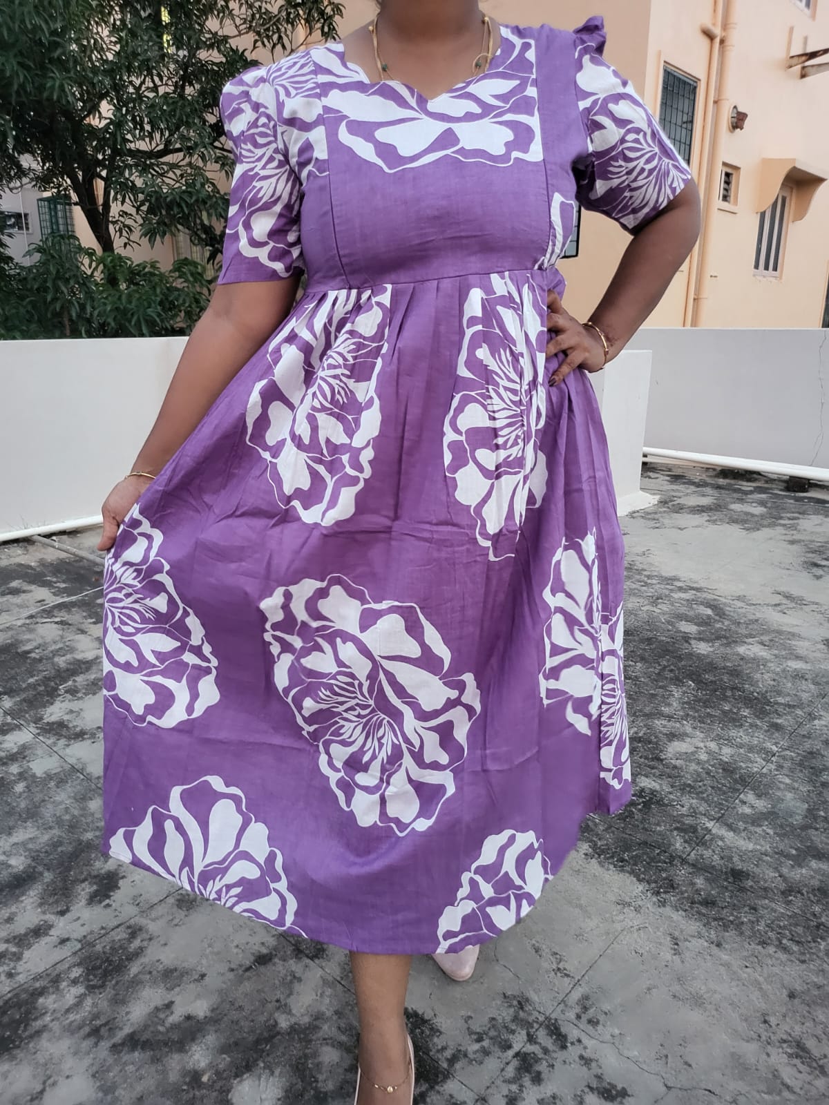 Lavender cotton feeding kurtis