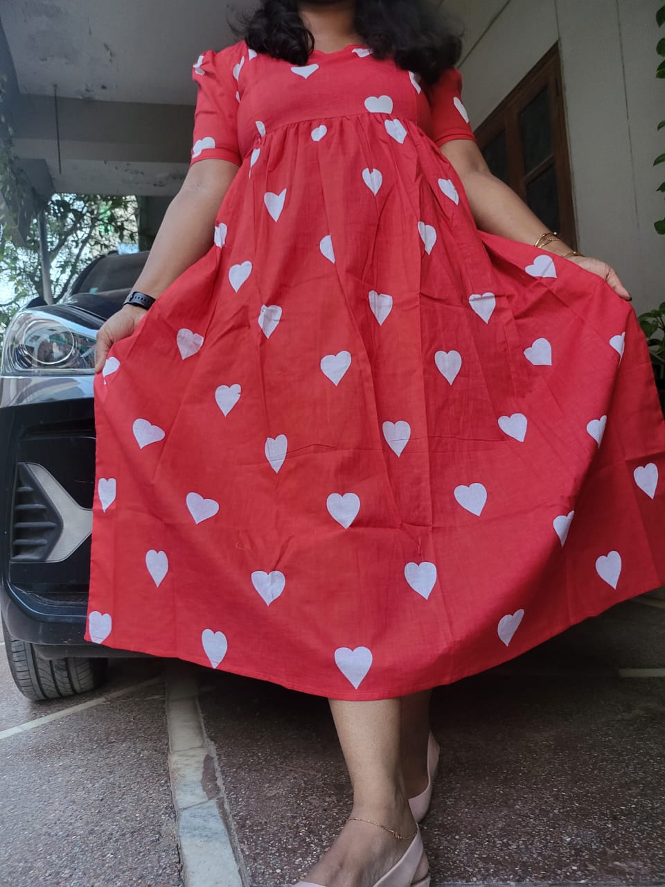 Red Hearts feeding dress