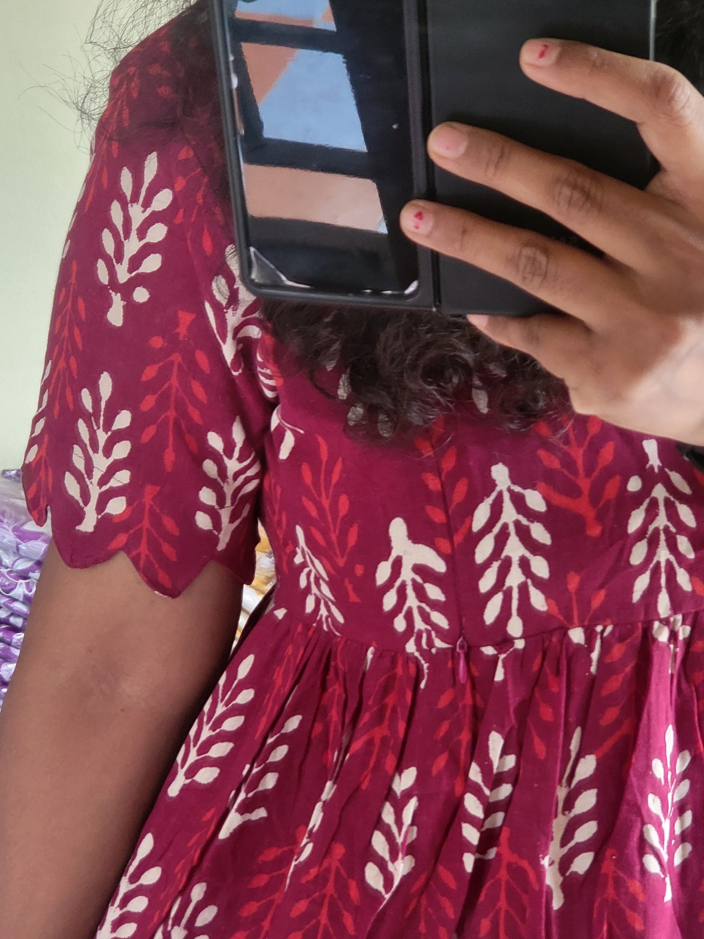 Handblock pure Kalamkaari feeding kurtis