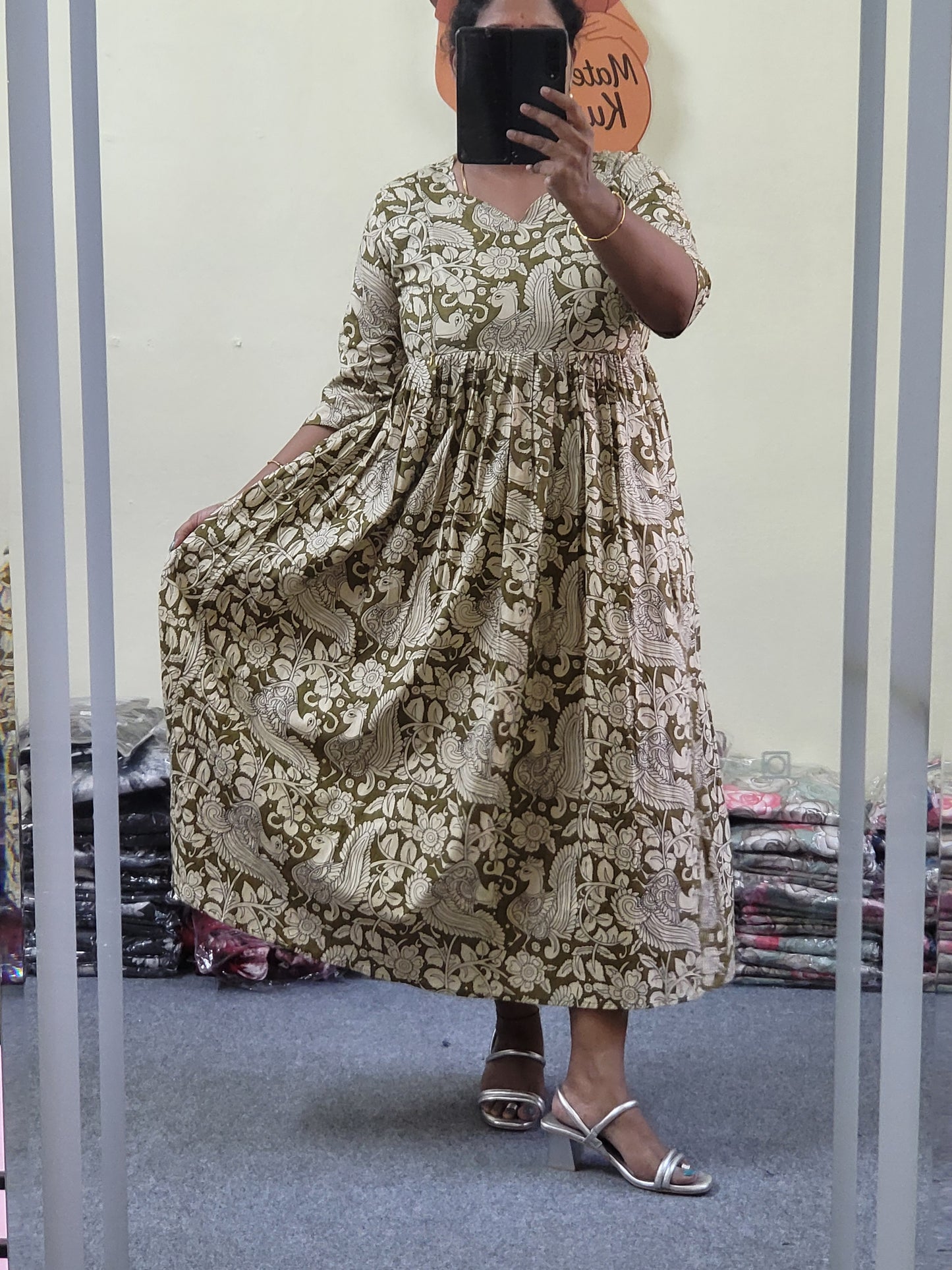 Full lining Kalamkaari print feeding anarkali