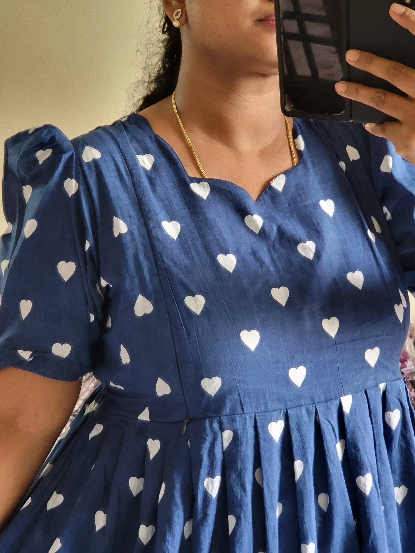 Heart print 1 tire feeding kurtis