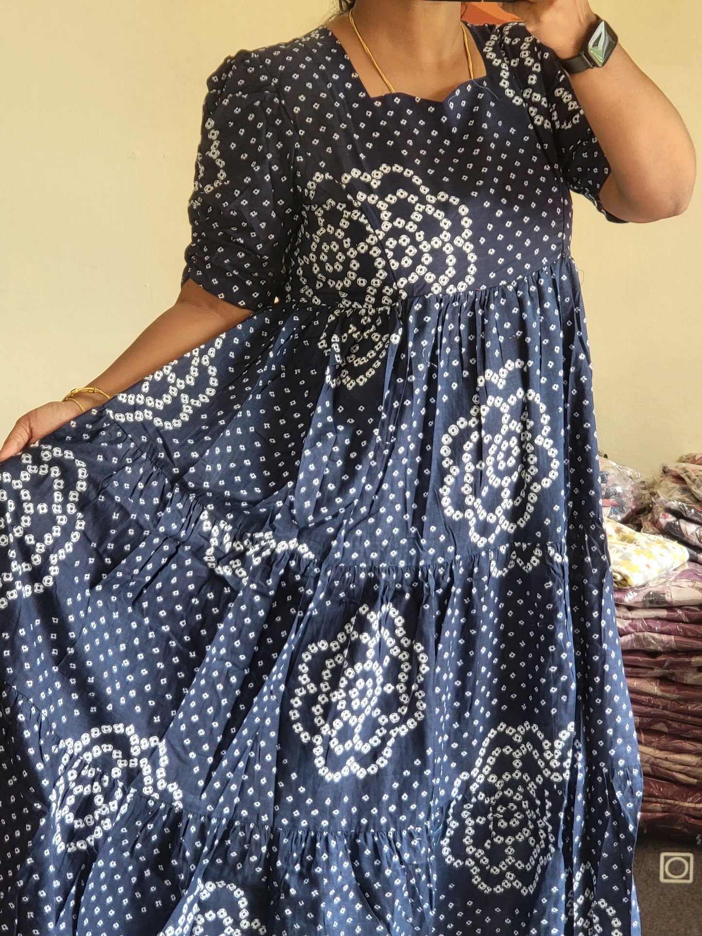 Pure cotton 3tire feeding dresses