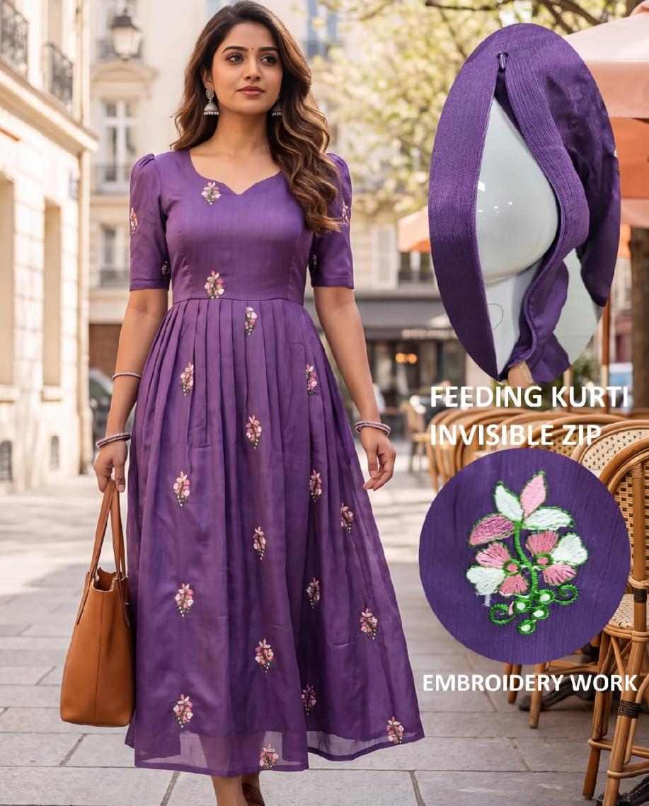 Chinnon silk embroidery lavender