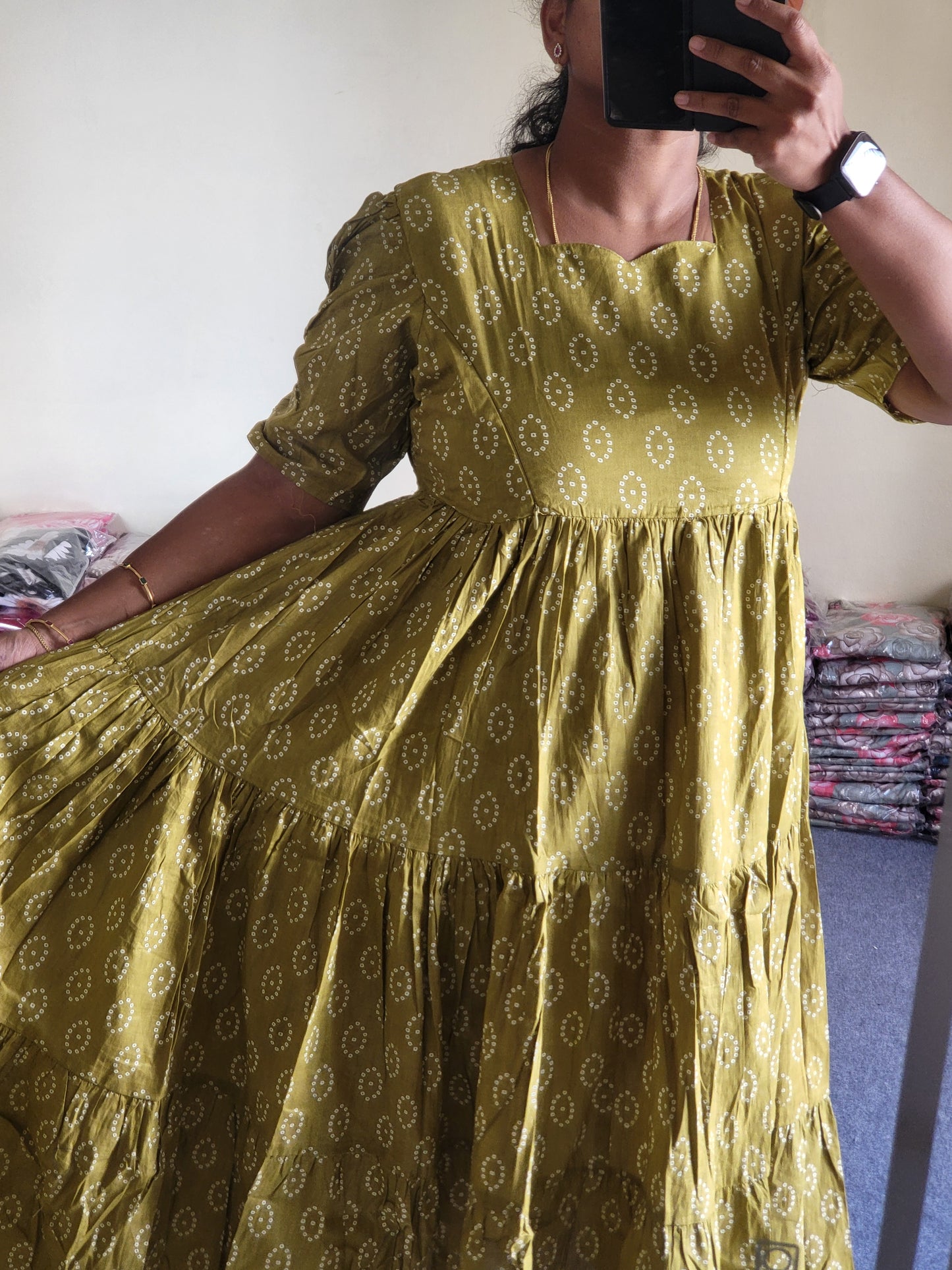 Pure cotton 3tire feeding kurtis