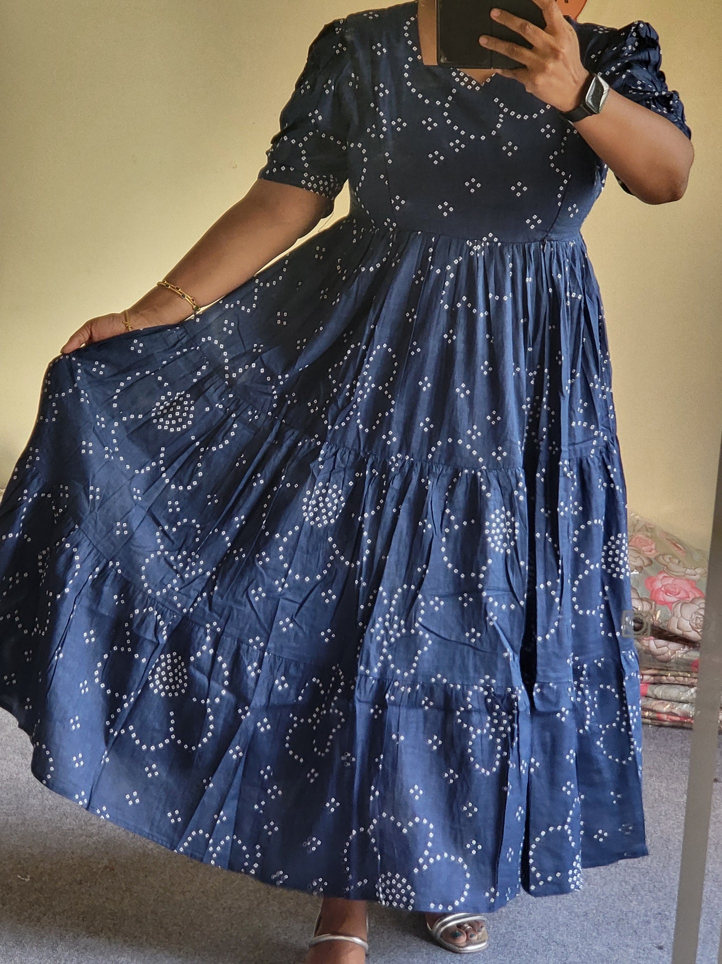 Bandhini prints 3tire feeding kurtis