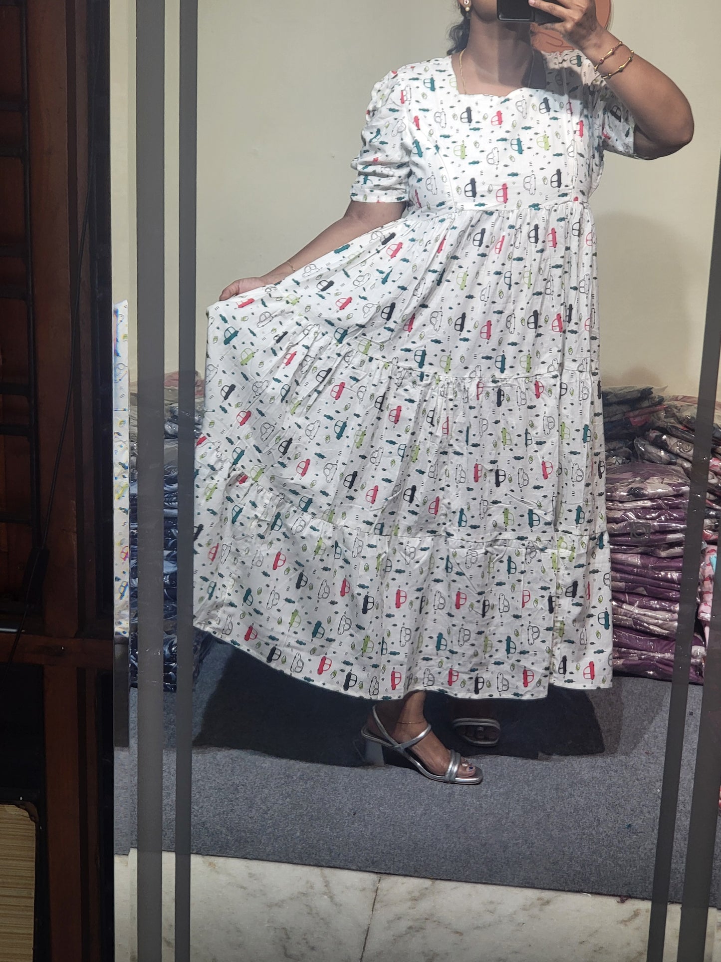 Pure cotton 3tire feeding kurtis