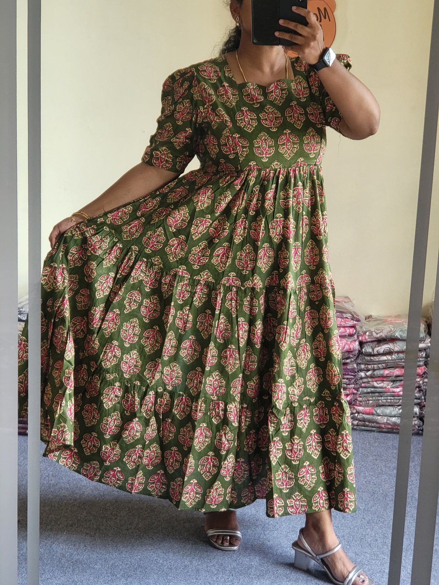 Pure cotton 3tire feeding kurtis