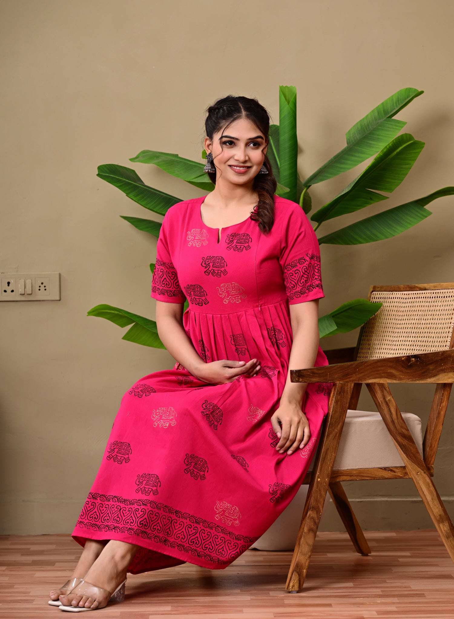 Handblock print feeding kurtis 