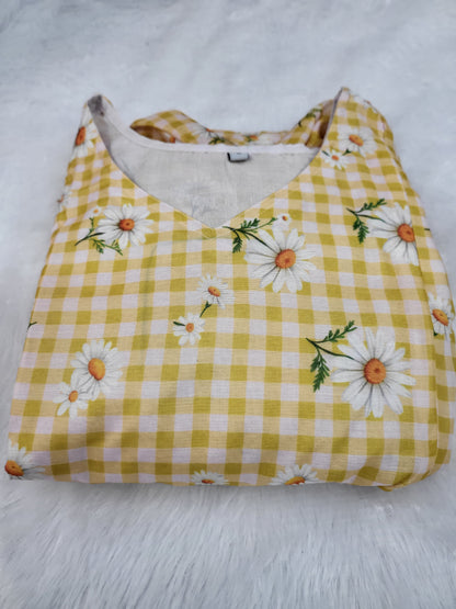 Checks feeding frocks ylw