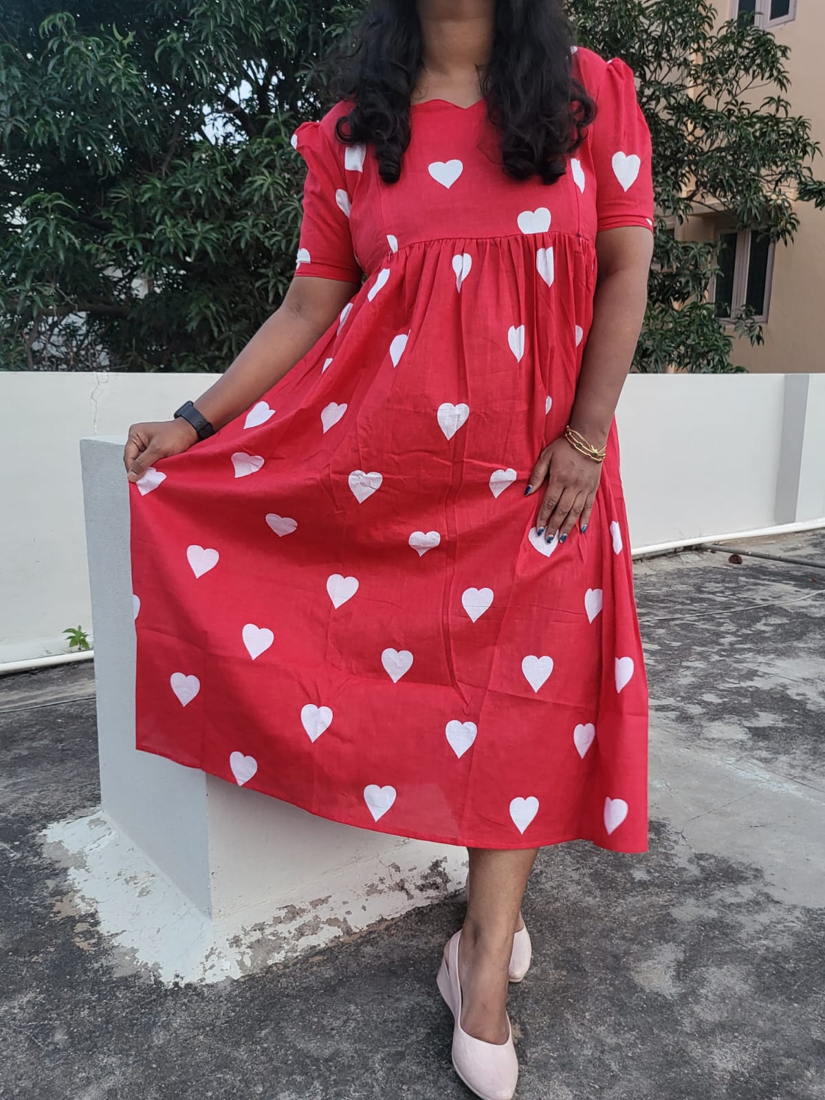 Red Hearts feeding dress