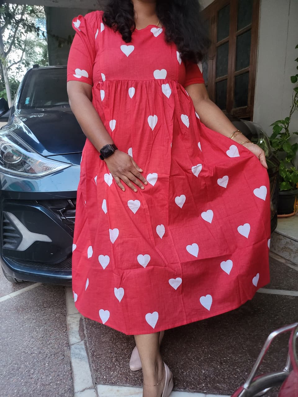 Red Hearts feeding dress
