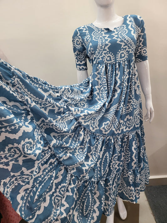 Deltacrepe feeding dresses blu /wht