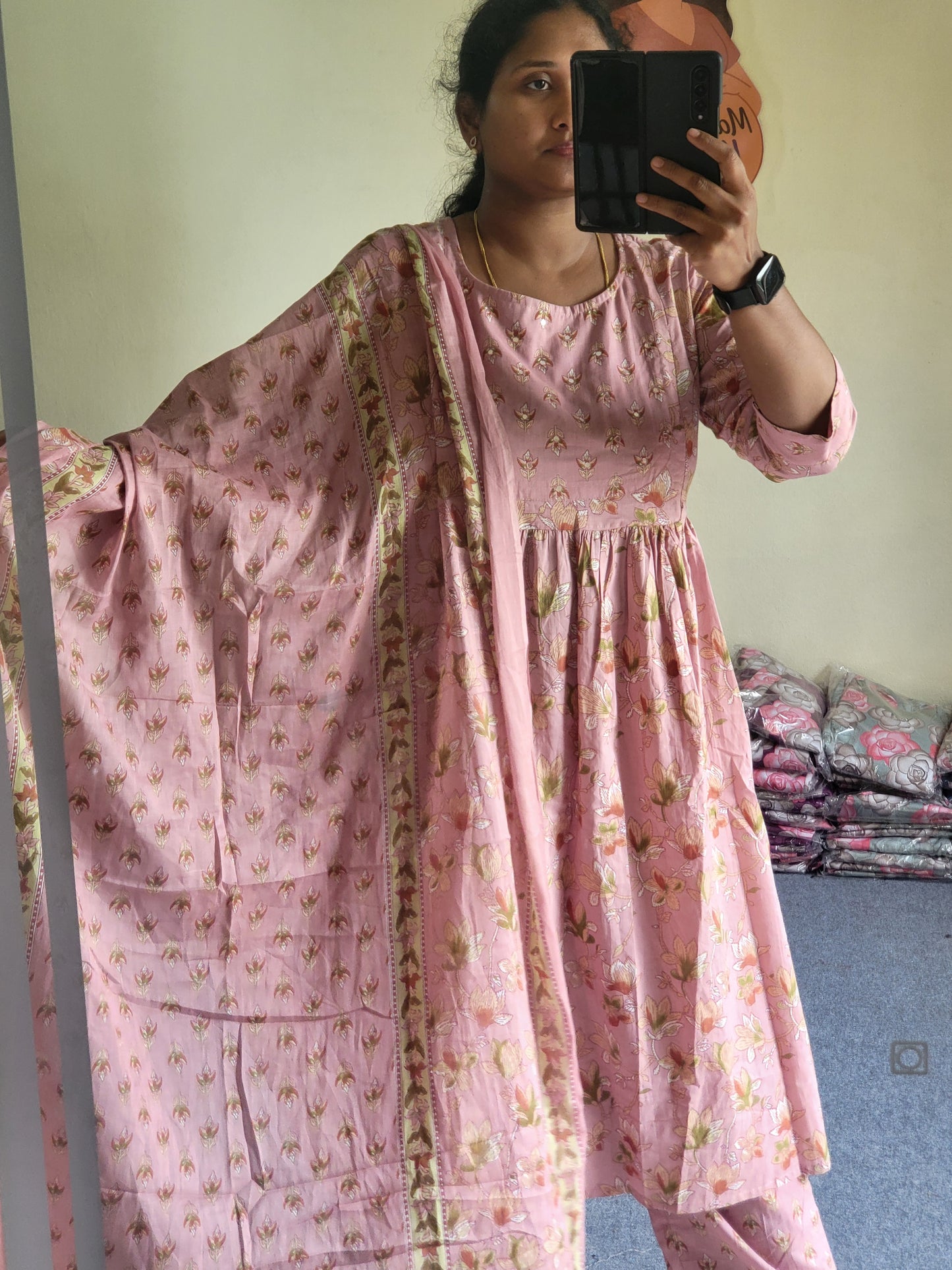 Embroidery work 3pc set feeding