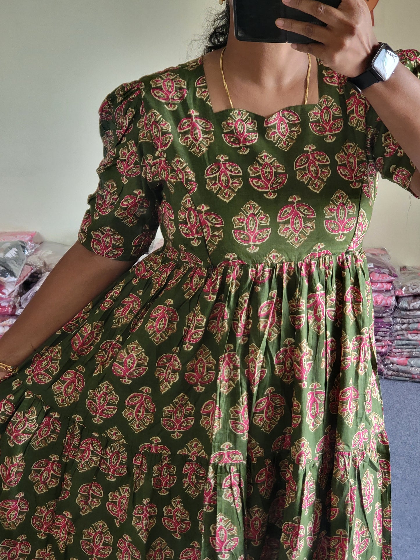 Pure cotton 3tire feeding kurtis