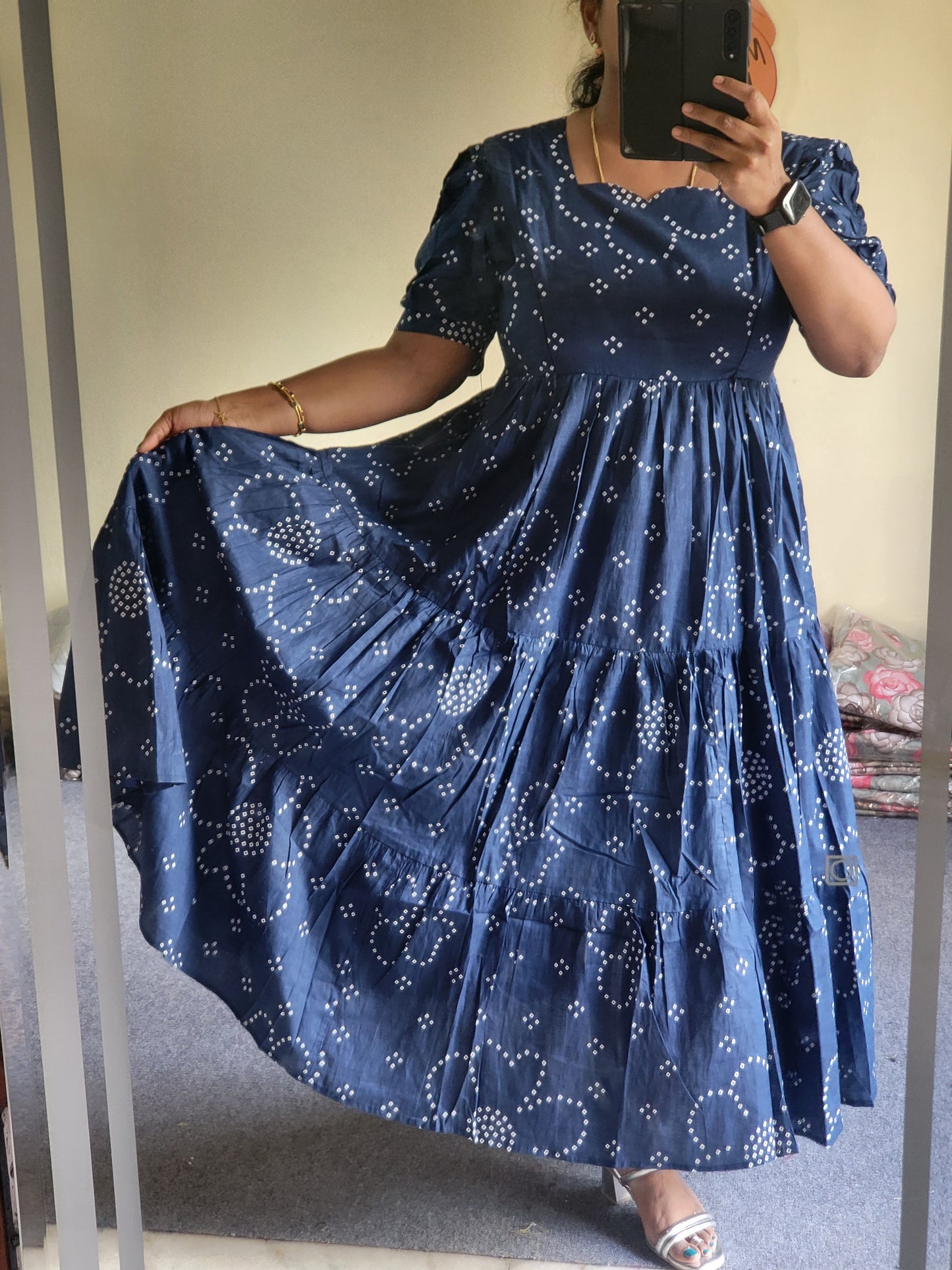 Bandhini prints 3tire feeding kurtis