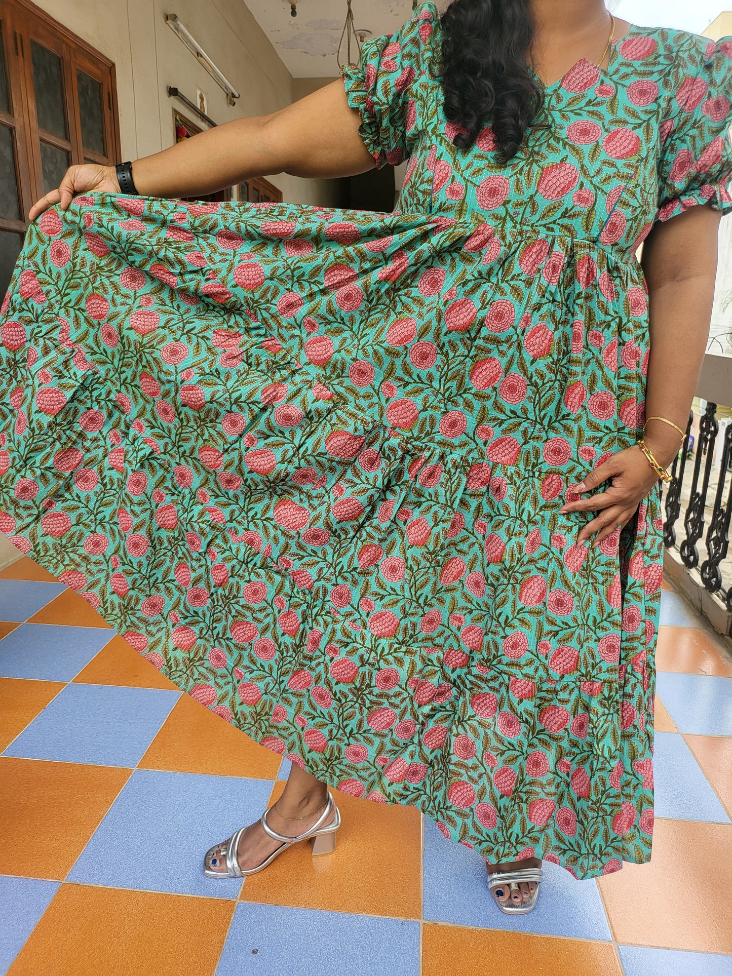 Kathawork Kalamkaari feeding dresses