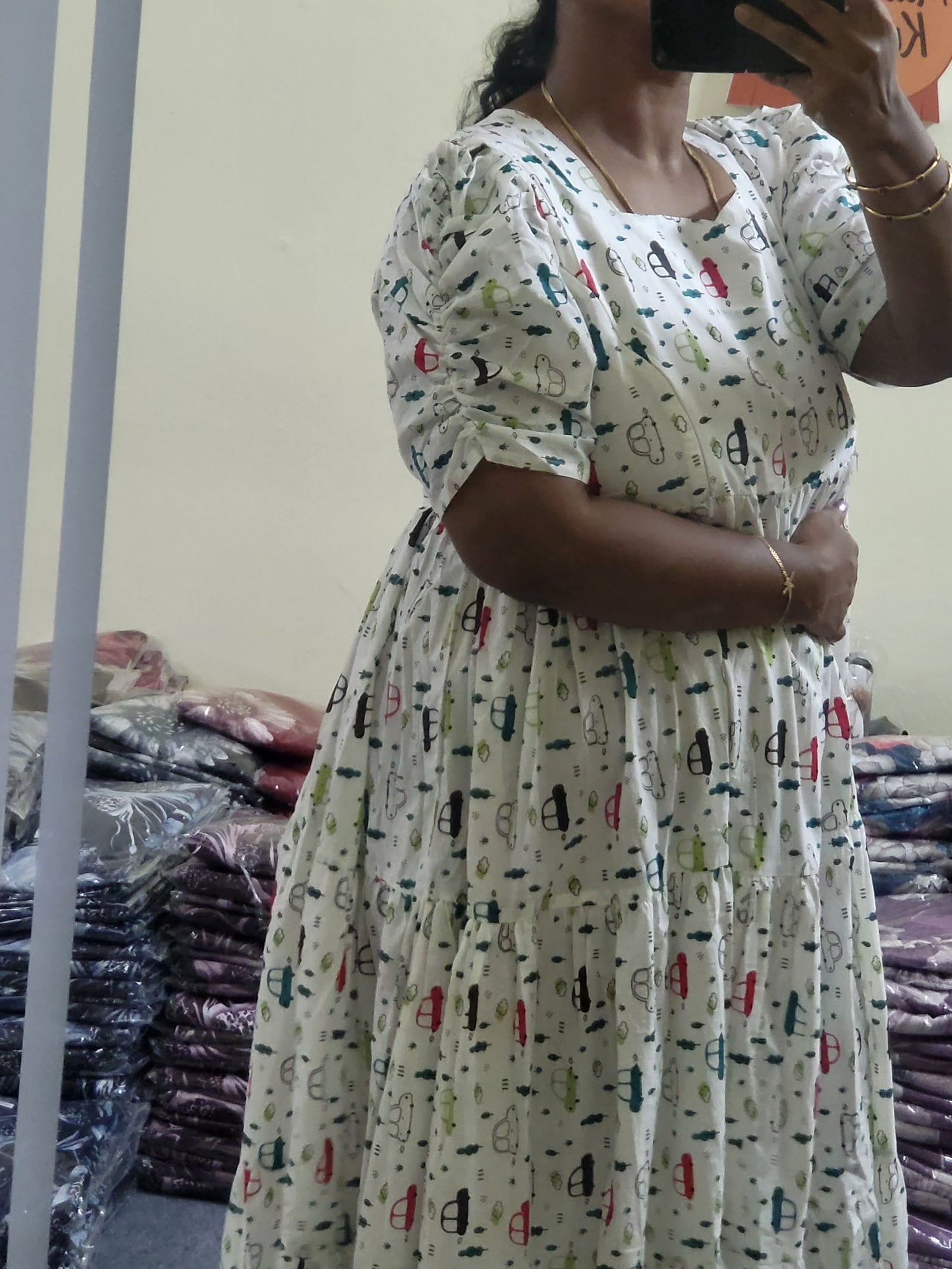 Pure cotton 3tire feeding kurtis