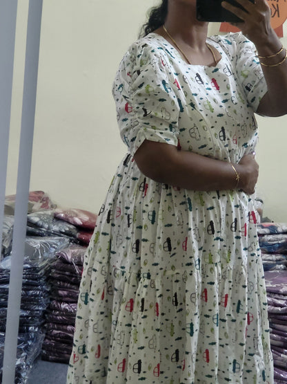 Pure cotton 3tire feeding kurtis