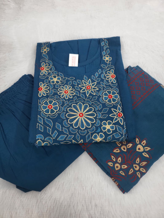 3pc set in feeding with embroidery