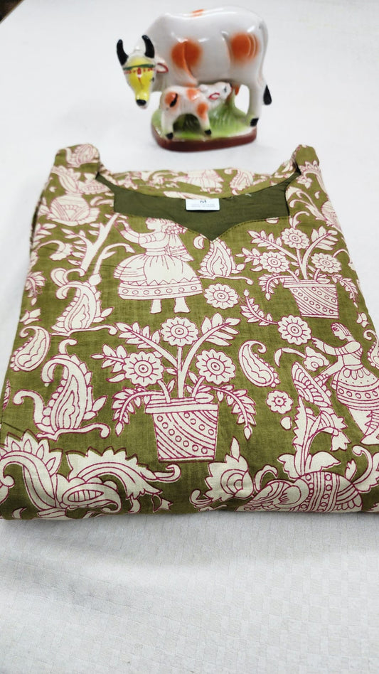 Kalamkaari print feeding kurtis