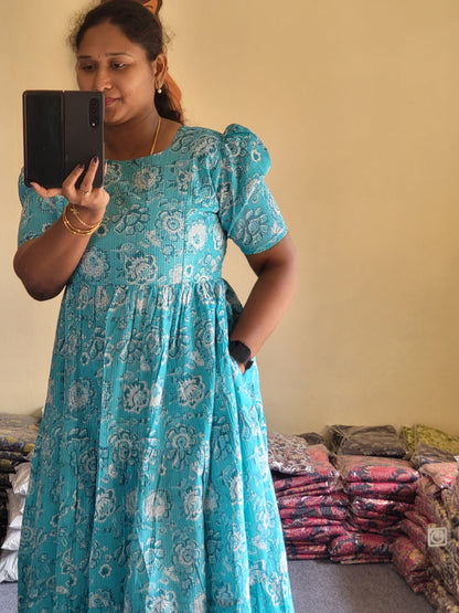 Kathawork feeding kurtis sky-blue
