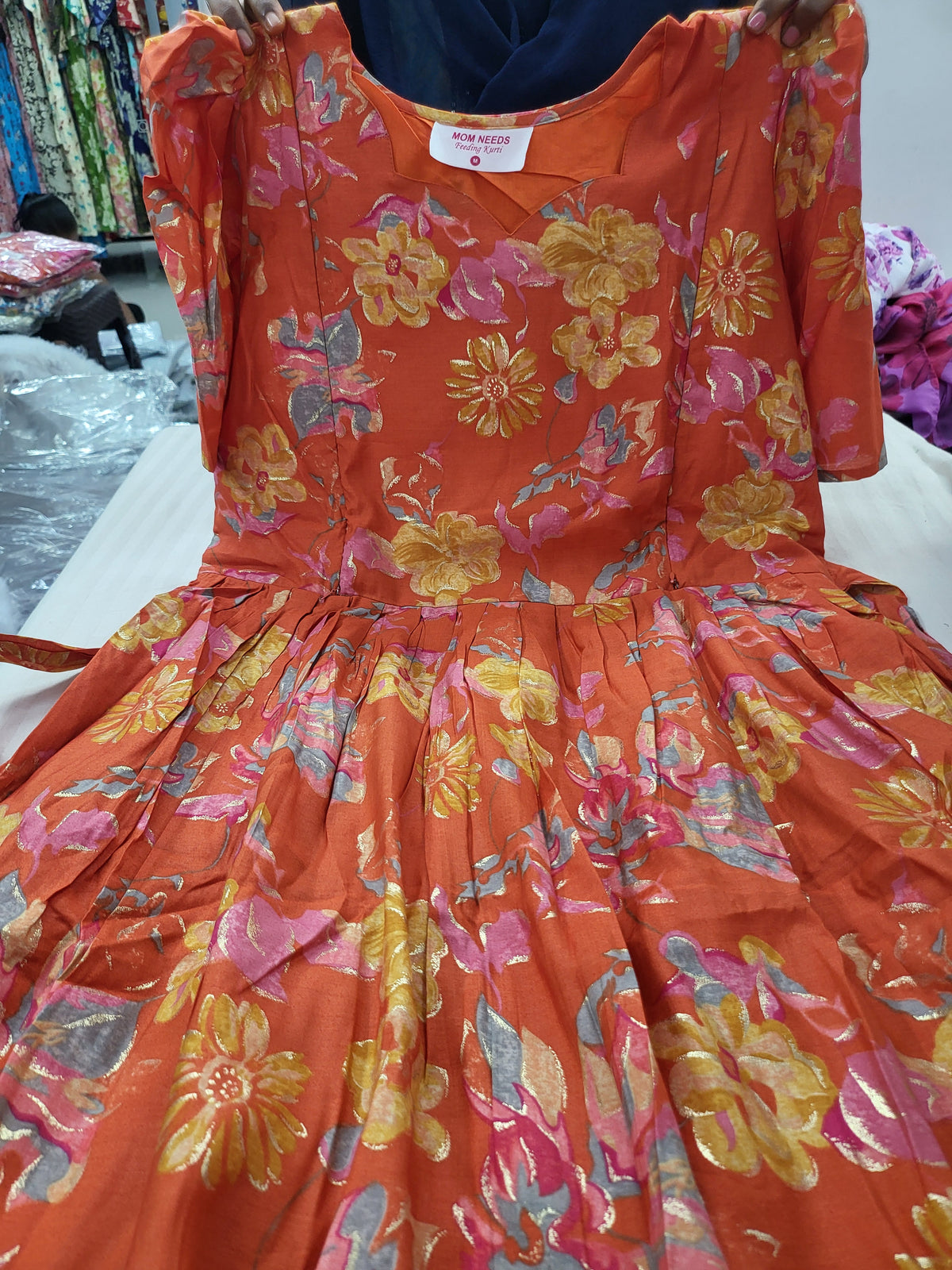 Chanderi silk feeding orange 65