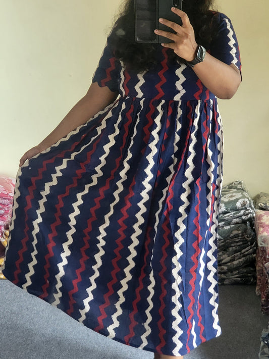 Pure handblock Kalamkaari feeding kurtis