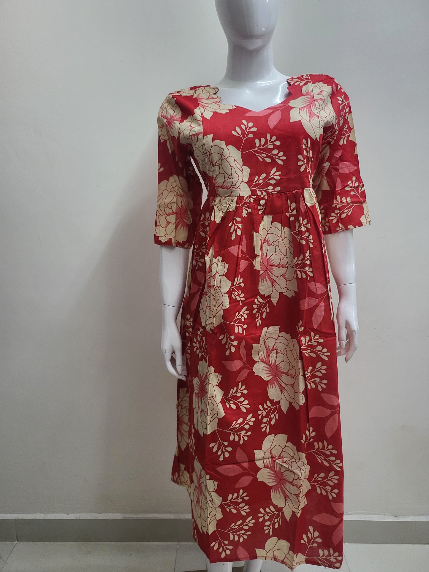Feeding frock red floral