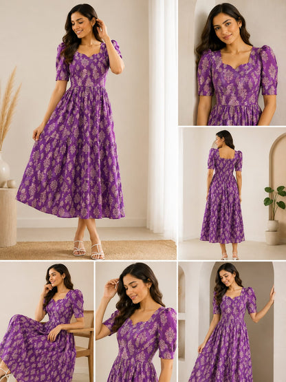 Chanderi silk feeding frocks lav