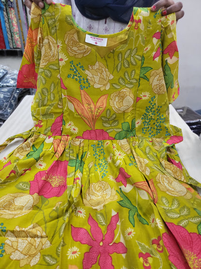 Chanderi silk feeding frocks ylw 8342