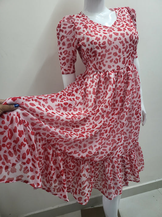 Gorgette red/wht mixed  fd