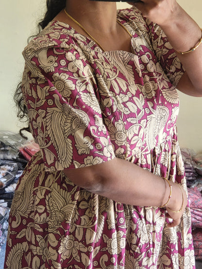 1tire Kalamkaari print feeding kurtis
