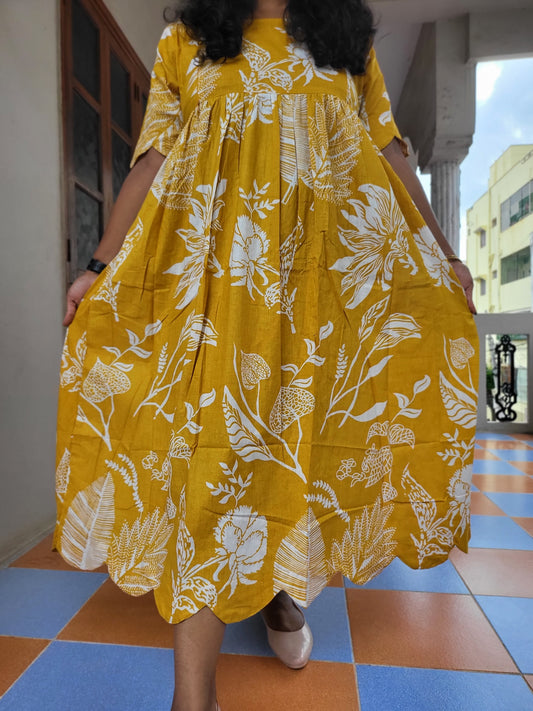 Cutwork Kalamkaari print feeding kurtis