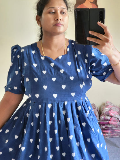 Heart print 1 tire feeding kurtis