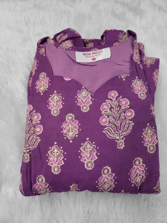 Chanderi silk feeding frocks lav