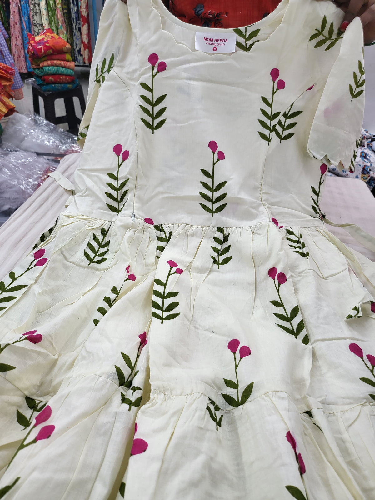 Cotton 3tire feeding kurtis