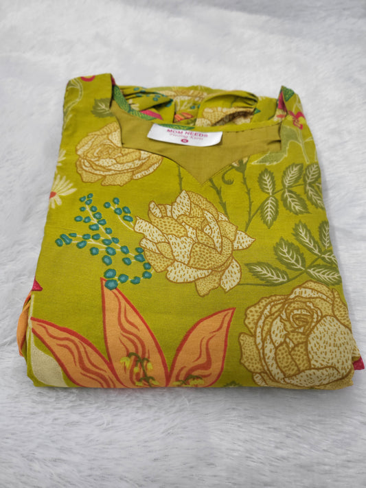 Chanderi silk feeding frocks ylw 8342