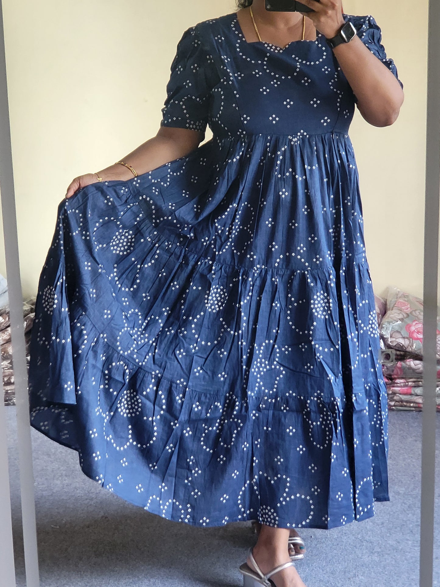 Bandhini prints 3tire feeding kurtis