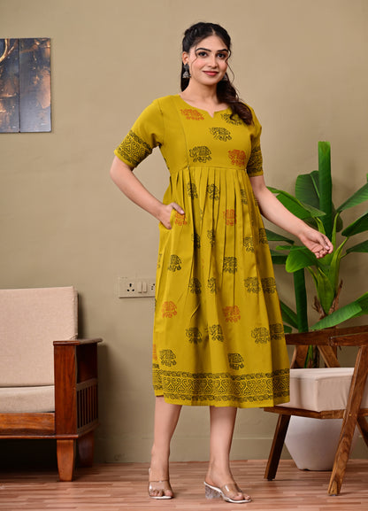 Handblock Anarkali feeding kurtis