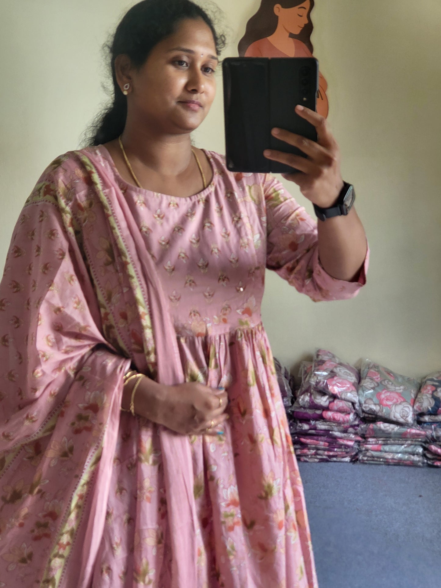 Embroidery work 3pc set feeding