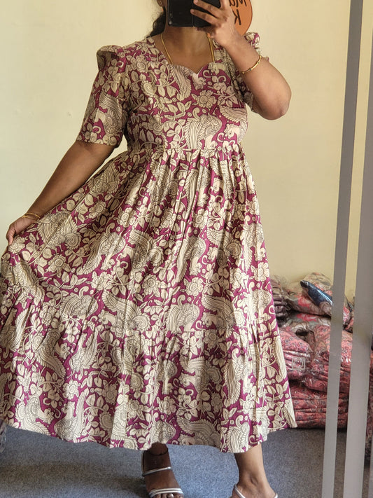 1tire Kalamkaari print feeding kurtis