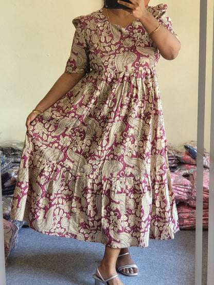 1tire Kalamkaari print feeding kurtis