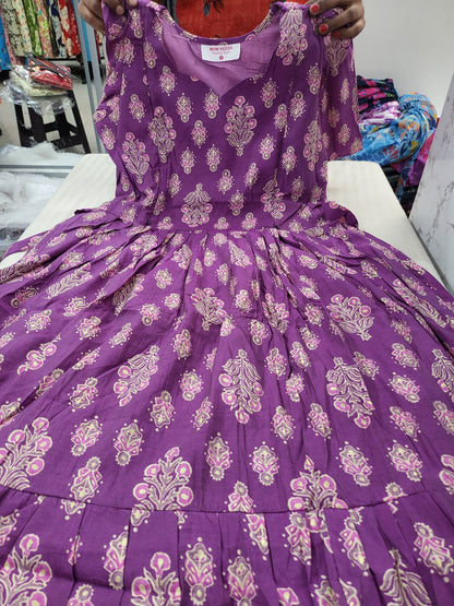 Chanderi silk feeding frocks lav