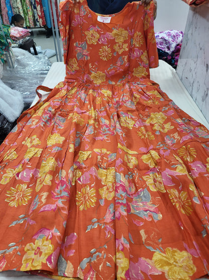 Chanderi silk feeding orange 65