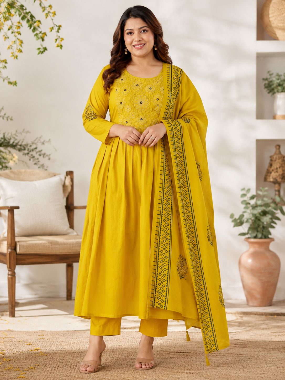 3pc sets in embroidery yellow 03