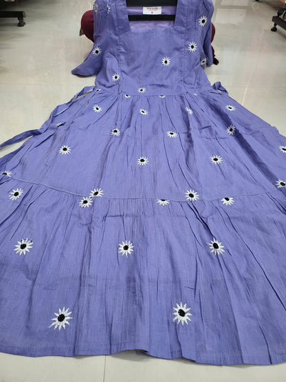 Embroidery frock lavender 04