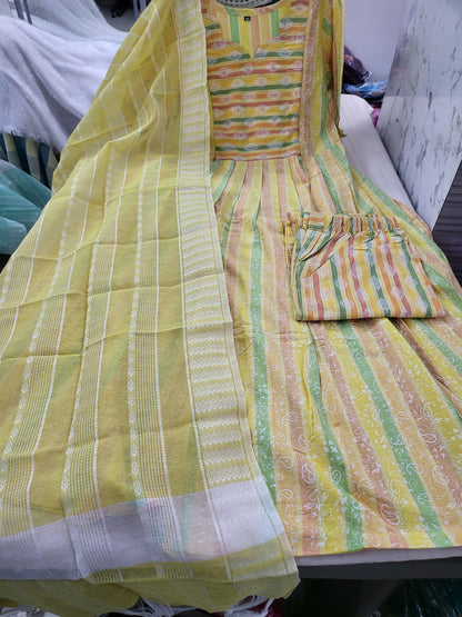 3pc set handloom cotton lemon ylw