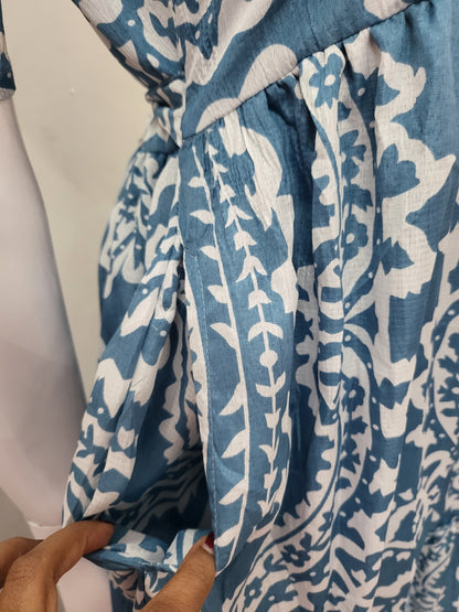 Deltacrepe feeding dresses blu /wht